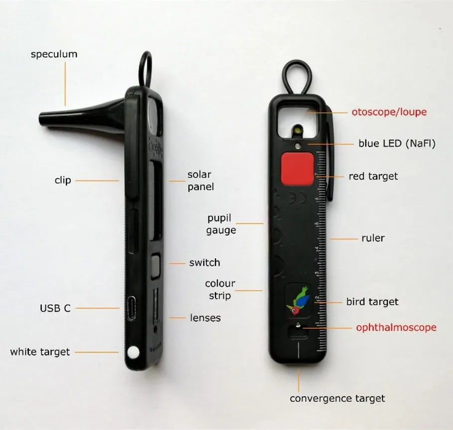 Labelled diagram of the Arclight device showing all of the different features